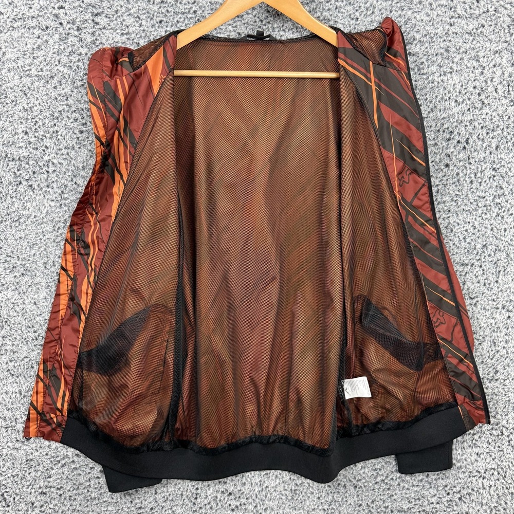 Fox Racing Jacket Mens XL Brown Hooded Windbreaker Full Zip Lightweight Graphic - Picture 6 of 10